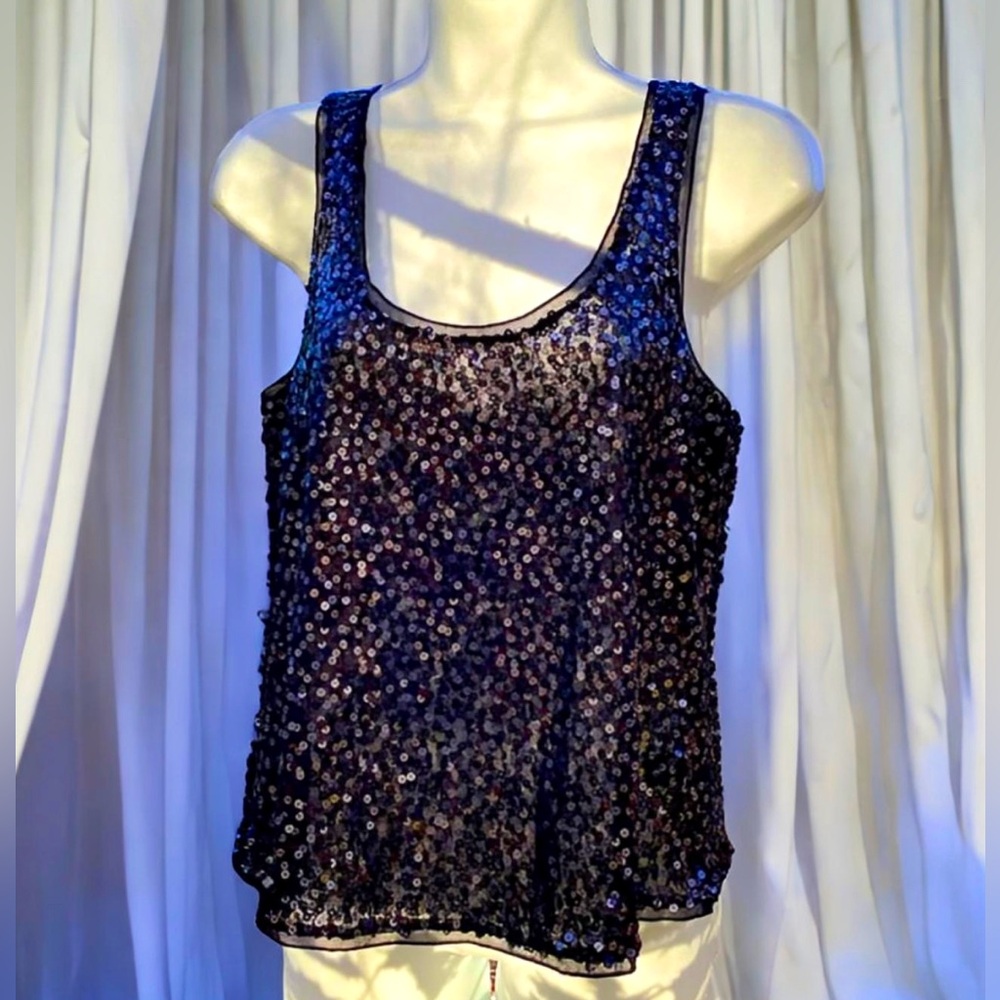 Express Black Sequins Crop Tank